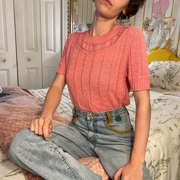 80s Cuddle knit made-in-the-USA pink shirt! - Picture 5 of 14
